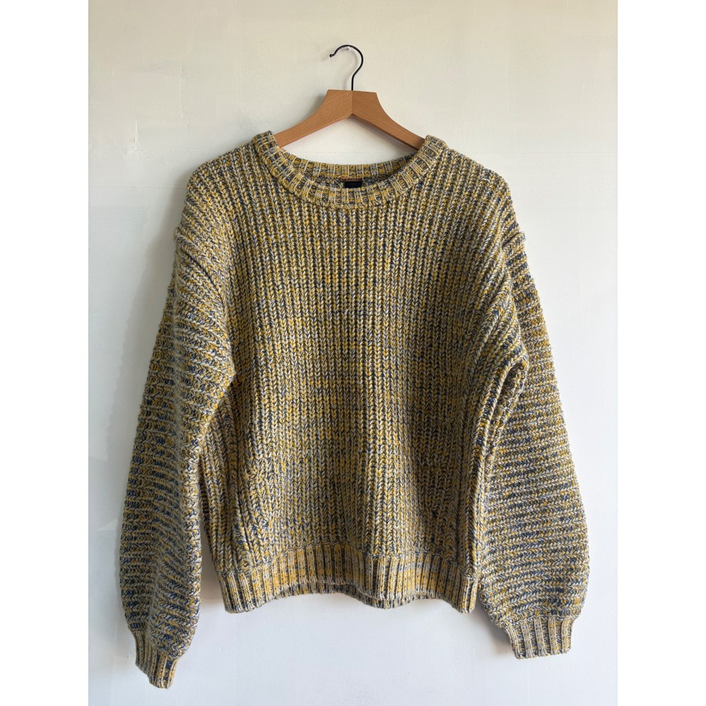 Magaschoni Womens Wool Blend Chunky Ribbed Knit Sweater Scandi Style Cabincore L